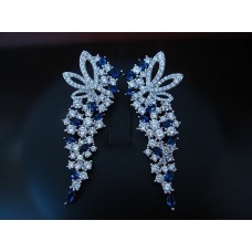 Platinum Plated Sapphire |Ruby Flower Drop Earrings - Diamond Cut Original Swiss Cubic Zirconia